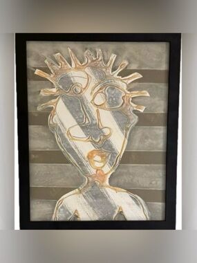 Original Modern Fine Art DAN SAYLES Painting Signed Framed ABSTRACT PORTRAITURE